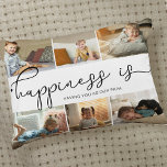 Papa Happiness is 6 Photo Collage Accent Pillow<br><div class="desc">Photo collage with 6 of your favorite photos and your personalized text. "happiness is" is hand lettered in cute, elegant black calligraphy and the template is set up for you to finish the quote. The sample wording reads happiness is having you as our papa which you can customize to suit....</div>