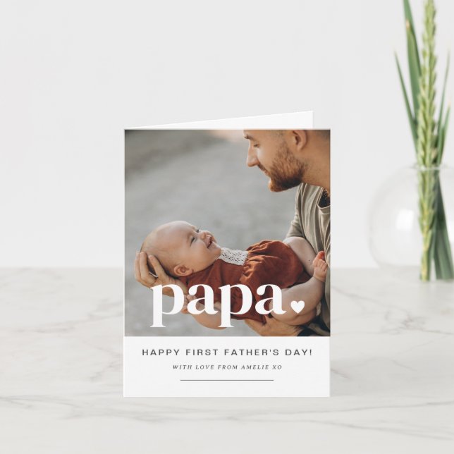 Papa Heart - First Father's Day Photo Card (Front)