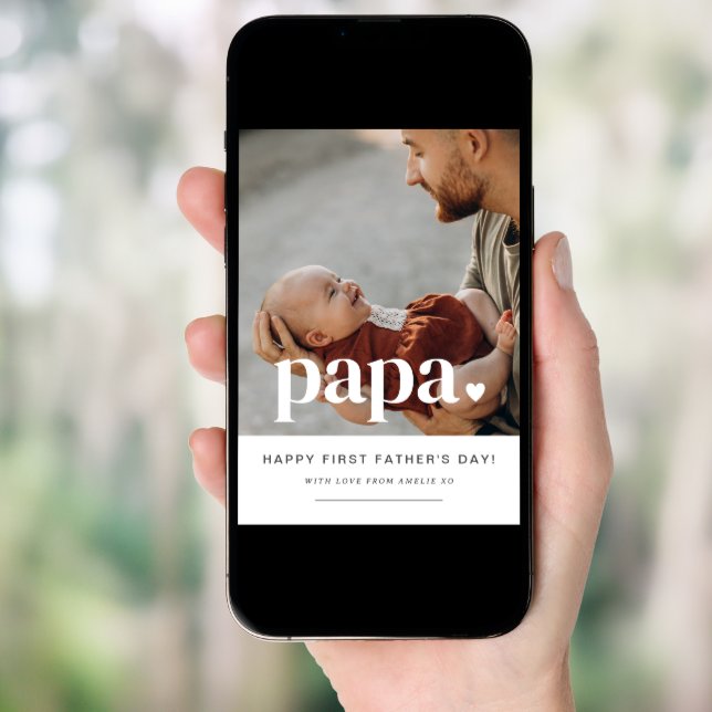 Papa Heart - First Father's Day Photo Card (Front Digital)