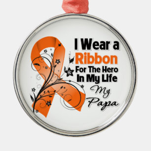 Papa Hero in My Life Leukemia Metal Ornament