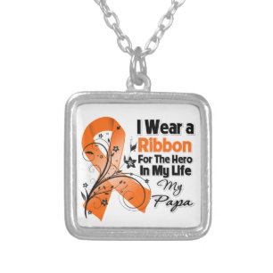 Papa Hero in My Life Leukemia Silver Plated Necklace