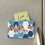 Papa Honeycomb Photo Collage 5 Photo 4  Letter Magnet<br><div class="desc">Honeycomb photo magnet,  personalized with 5 of your favorite photos and printed with a 4 letter name,  such as PAPA. The design features a honeycomb photo collage in shades of blue and white. For alternative colors and different length names,  please browse my store in the Honeycomb Photo Collage collection.</div>