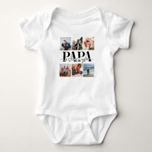Papa I Love You Custom Photo Collage Baby Bodysuit
