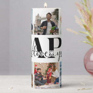 Papa I Love You Custom Photo Collage Pillar Candle