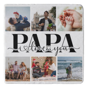 Papa I Love You Custom Photo Collage Trivet