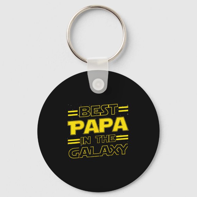 Papa In The Galaxy Funny Fathers Day Gift For Men  Keychain (Front)