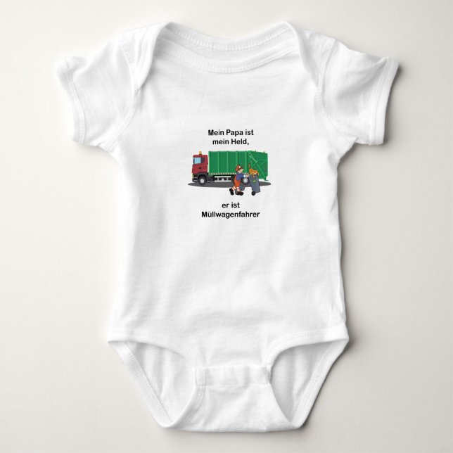 Papa Is My Hero Garbage Truck Driver Baby Bodysuit (Front)