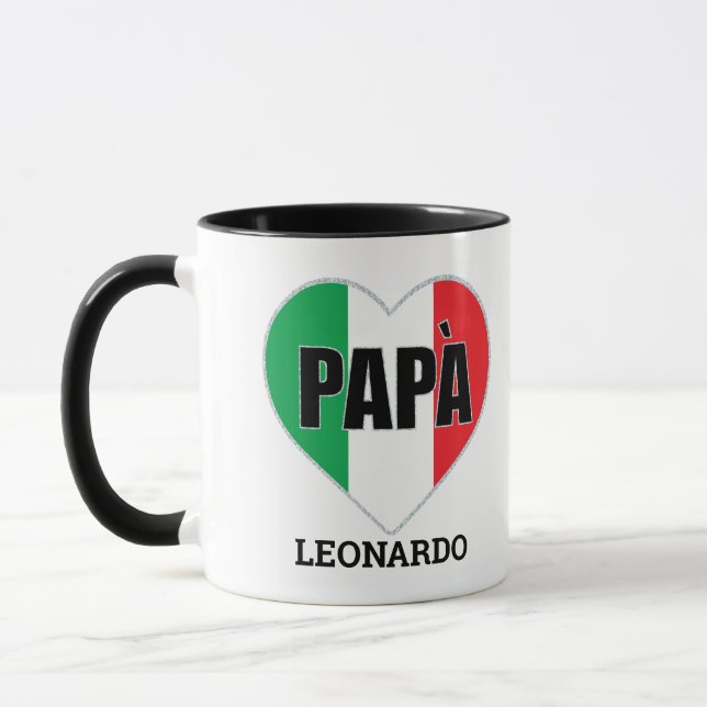Papa Italian Flag Heart Personalized Father's Day Mug (Left)