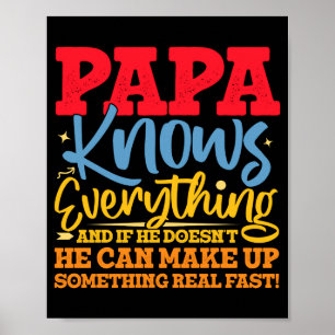 Papa Know Everything Fathers Day Cool Father Funny Poster
