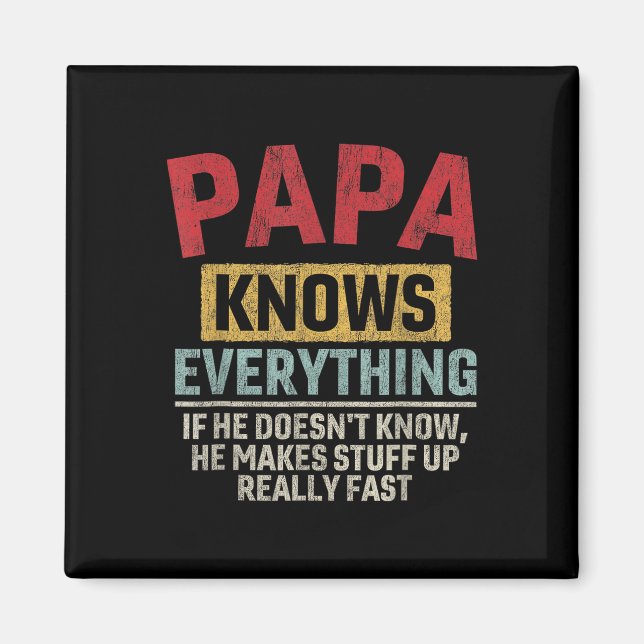 Papa Knows Everything Funny Father&# s Day Papa  Magnet (Front)