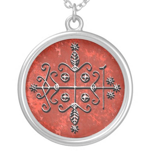 Papa Legba Veve Silver Plated Necklace