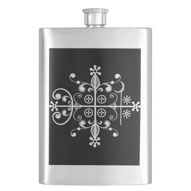 Papa Legba Voodoo Veve Libation Flask (Front)