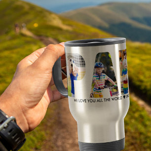 PAPA Letter Cutout 4 Photo Collage Grandkids Names Travel Mug