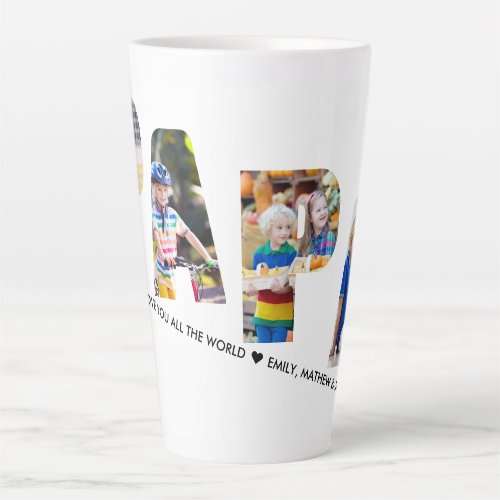 PAPA Letter Cutout 4 Photo Collage Personalized Latte Mug