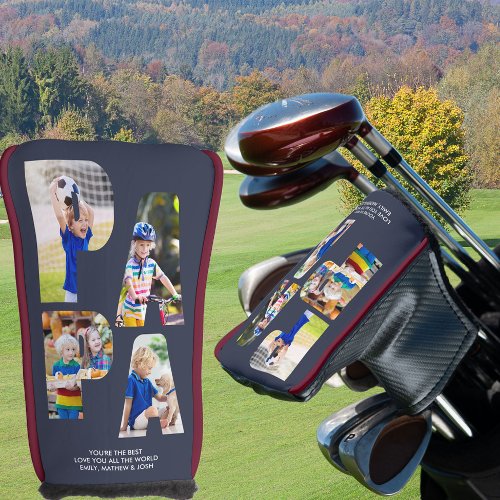 PAPA Letter Cutout Photo Collage Putter Head Cover