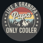 Papa Like a Grandpa Only Cooler Retro Classic Round Sticker<br><div class="desc">Papa Like a Grandpa Only Cooler fatherhood Retro Vintage Funny Crew Graphic design Gift Classic Round Stickers Classic Collection.</div>