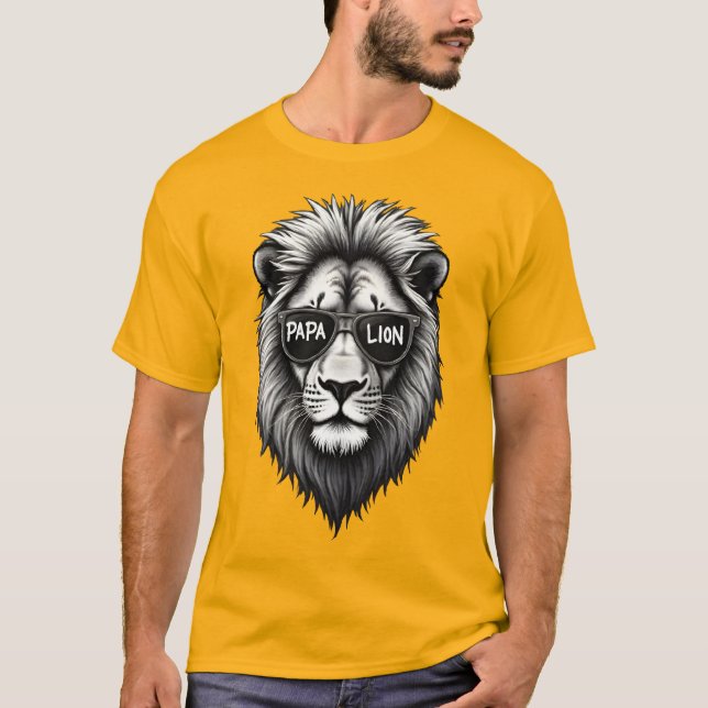Papa Lion T-Shirt - Bold Graphic Design Tee (Front)