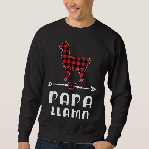 Papa Llama Christmas Red Plaid Buffalo Family Matc Sweatshirt