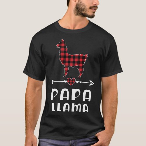 Papa Llama Christmas Red Plaid Buffalo Family Matc T_Shirt