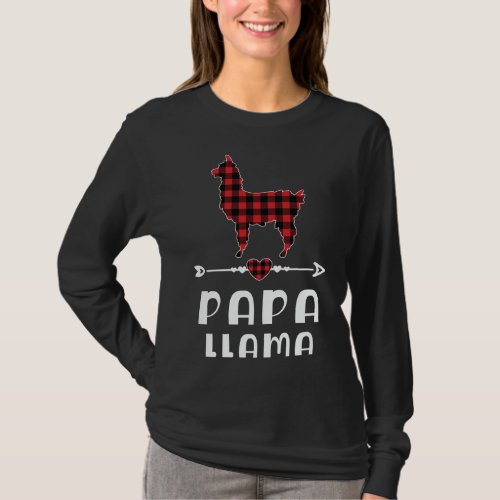 Papa Llama Christmas Red Plaid Buffalo Family Matc T_Shirt