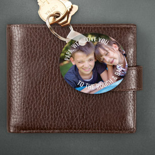Papa Love You to the Rough and Back Photo Keychain