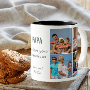 Papa Love You to the Rough & Back Photo Collage Two-Tone Coffee Mug