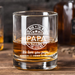Papa Man Myth Legend Father's Day Whiskey Glass