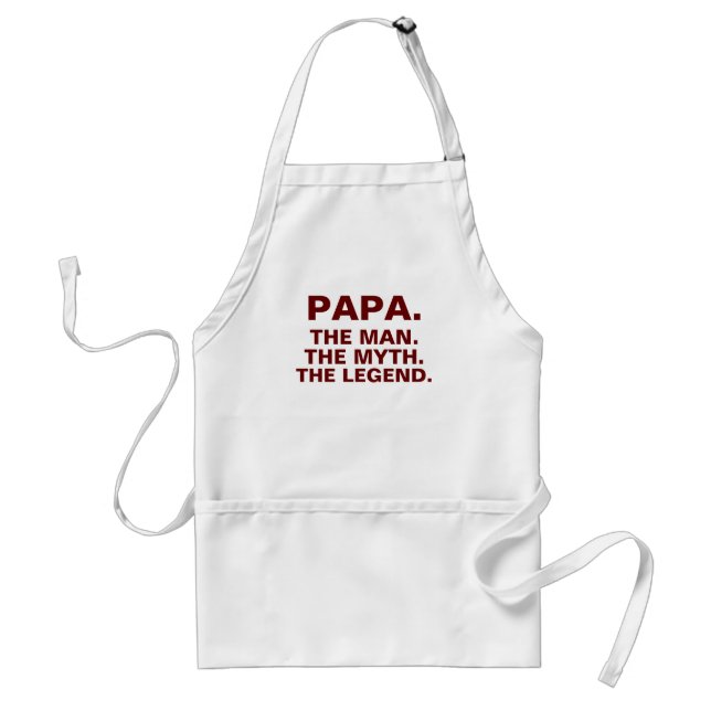 Papa Man Myth Legend Funny Saying White Grilling Adult Apron (Front)