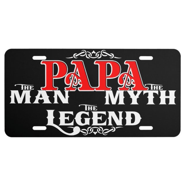 PAPA Man Myth Legend License Plate (Front)