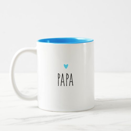 Papa  Modern Dad Custom Heart Color Two_Tone Coffee Mug