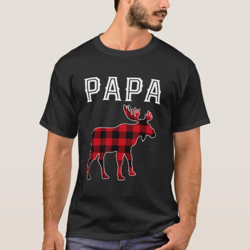 Papa Moose Red Plaid Christmas Pajama Long Sleeve  T_Shirt