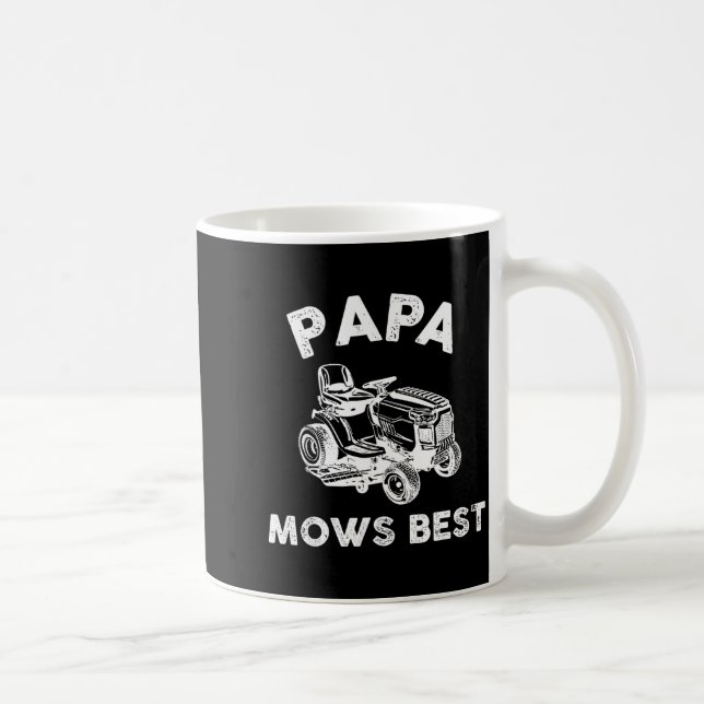 Papa Mows Funny Lawn Mower Father's Day Grandpa  Coffee Mug (Right)