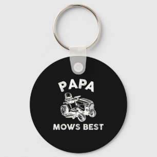 Papa Mows Funny Lawn Mower Father's Day Grandpa Keychain