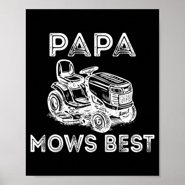 Papa Mows Funny Lawn Mower Father's Day Grandpa  Poster (Front)