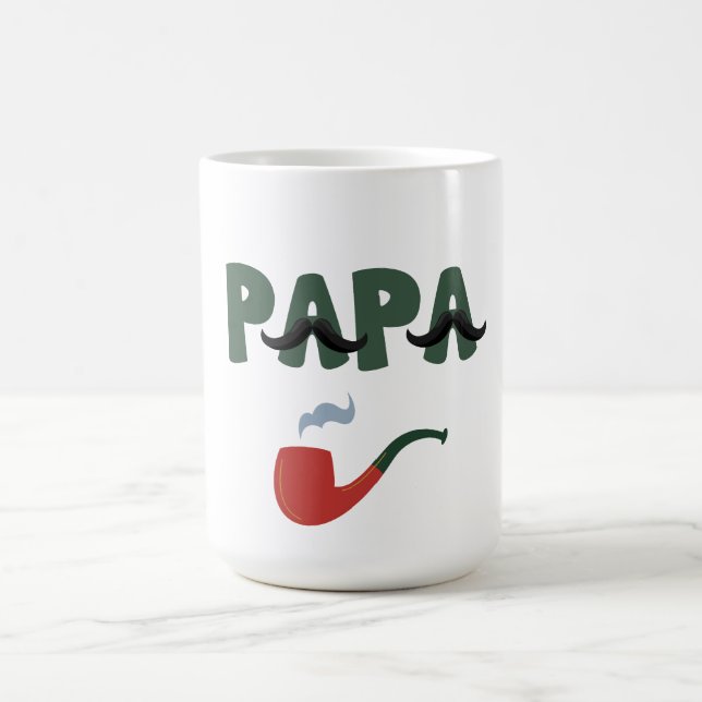 Papa mustache father day white  coffee mug (Center)