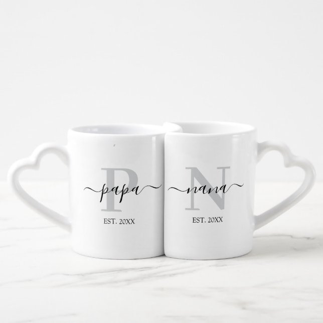 Papa & Nana Monogram New Grandparents Mug Set  (Front Nesting)