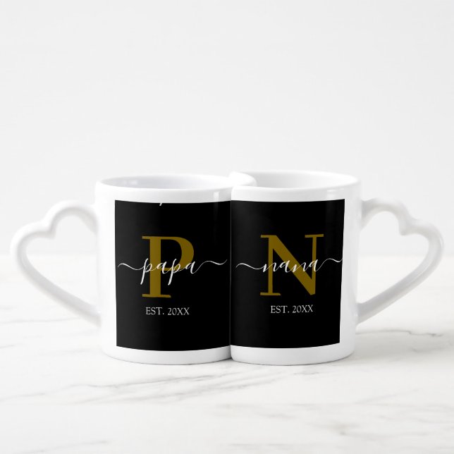Papa & Nana Monogram New Grandparents Mug Set  (Front Nesting)