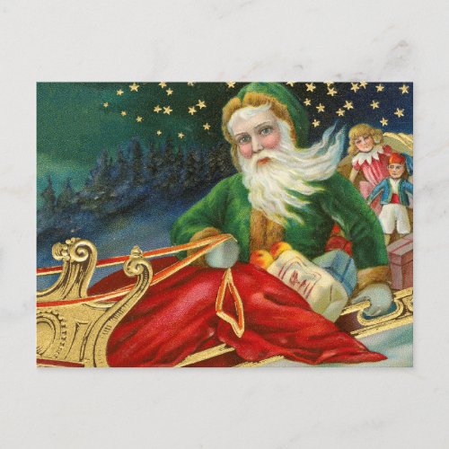 papa noel in christmas holiday postcard