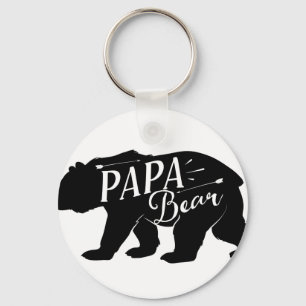 Papa Novelty Bear Funny Retro Keychain