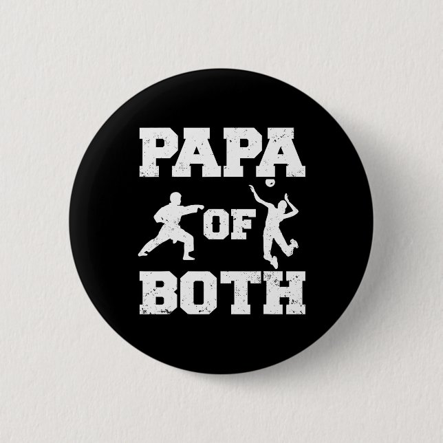 Papa Of Both Funny Volleyll And Karate Papa  Button (Front)