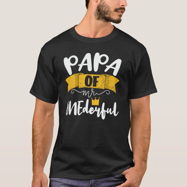 Papa of Mr Onederful 1st Birthday Party Matching F T-Shirt (Front)