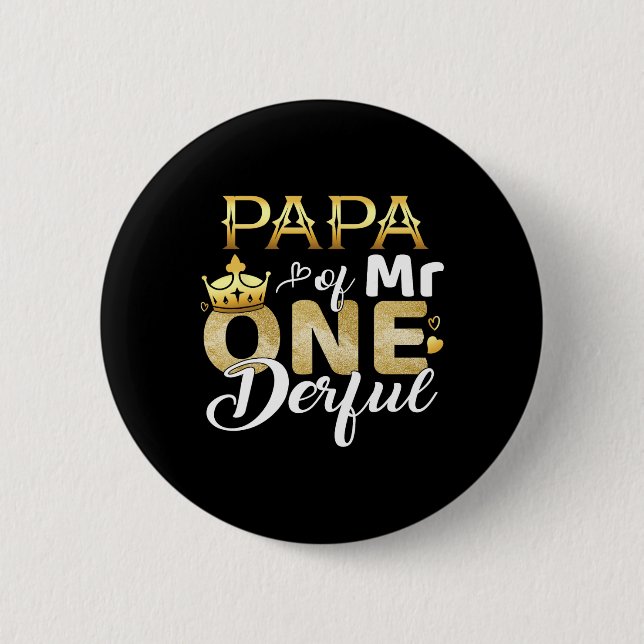 Papa Of Mr Onederful Birthday First One-derful Mat Button (Front)
