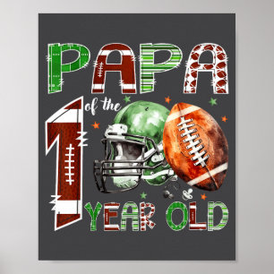Papa Of The 1 Year Old Football Lover 1st Birthday Poster
