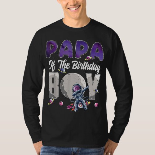 Papa Of The Birthday Astronaut Boy Space Theme T_Shirt
