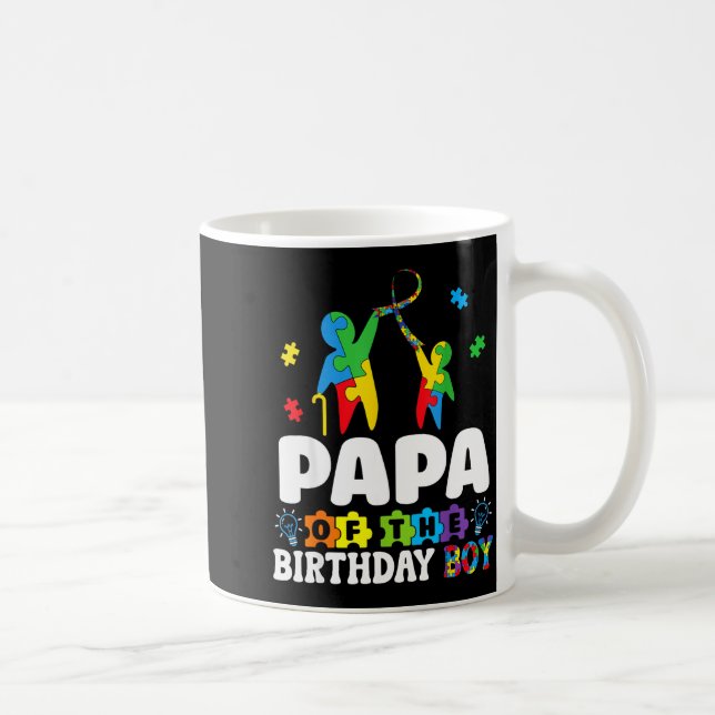 Papa Of The Birthday Boy Autism Awareness Support  Coffee Mug (Right)