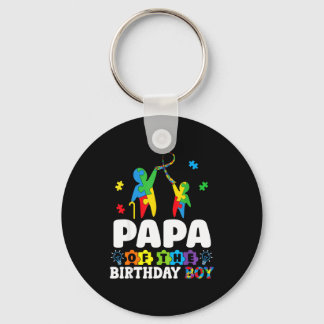 Papa Of The Birthday Boy Autism Awareness Support  Keychain