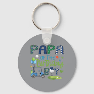 Papa Of The Birthday Boy Hole In One Golf Sport Keychain