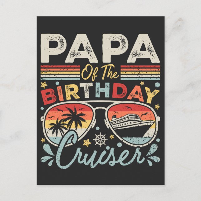 Papa of the Birthday Cruiser Vacation Postcard (Front)