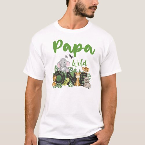 Papa of the Wild One Matching Family Safari  T_Shirt
