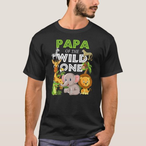 Papa of the Wild One Zoo Birthday Safari Jungle T_Shirt